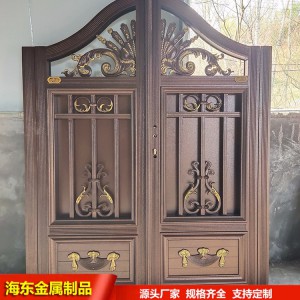 鋁藝歐式雙開庭院大門 廠區別墅鋁藝大門制作安裝