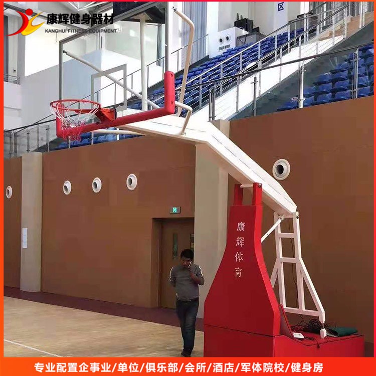 廠家定做 方管圓管室內鋼化玻璃籃球架 康輝